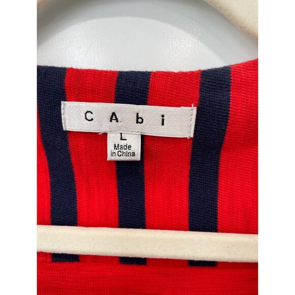 Cabi 224 Yacht Club Blazer Red Navy StripedJacket Knit Women Large Cotton Anchor - Picture 4 of 8